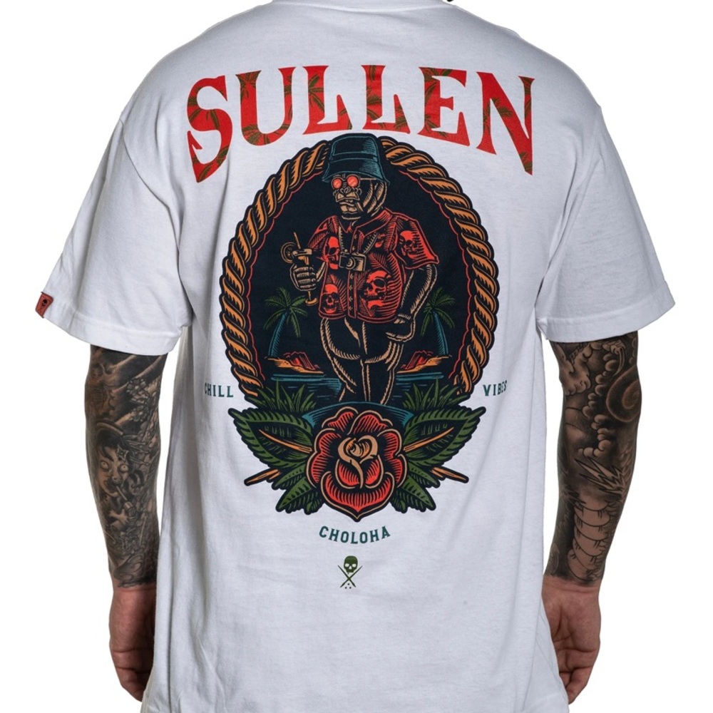 ☠️ SULLEN ART MENS WHITE CHOLOHA TSHIRT SZ:L NWOT
